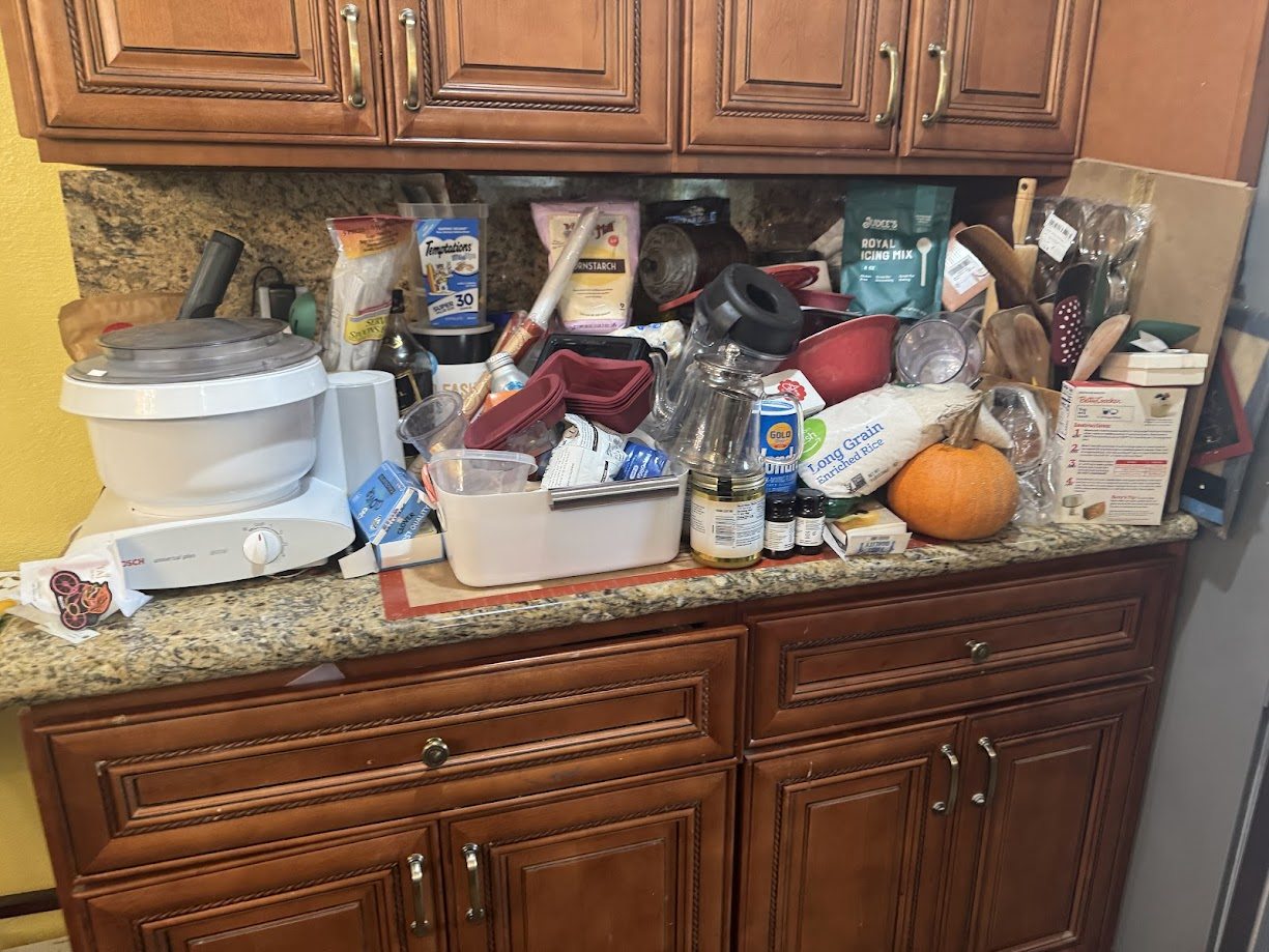 Kitchen counter before organizing